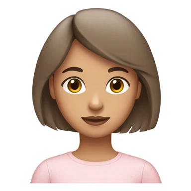 olive skin girl, with medium brown hair and a fringe wearing pale pink clothes sticker