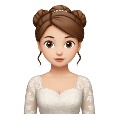 Chica blanca, pelo castaño con mondongos recogido, vestido novia invierno sticker