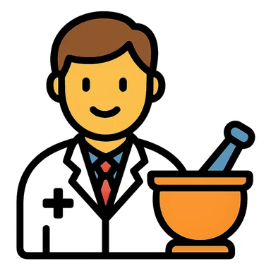 simple pharmacist with mortar and pestle sticker