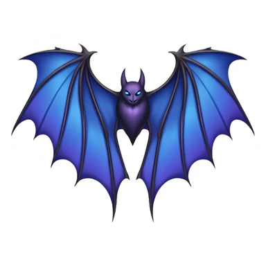 Dark fantasy bat wings, symmetrical, sharp edges, deep black with subtle blue-purple highlights, realistic, high detail, isolated on black background sticker