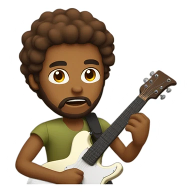 Brown guy with beard angry playing guitar sticker
