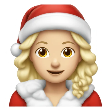 White blond girl as santa claus With hat  sticker