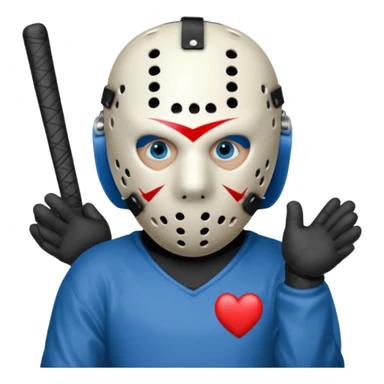 Jason Voorhees, looking cute, heart gesture with hands sticker
