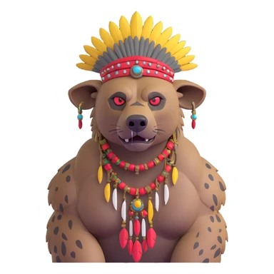 A native strong buff hyena with war bonnet  sticker