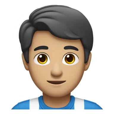 The person in the image is a young man with short, dark hair. He is wearing a blue polo shirt with white and blue stripes on the collar and sleeves. He has his arms crossed and is wearing a black watch on his left wrist. The background is plain white. sticker