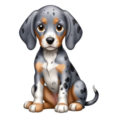 adorable sitting bluetick coonhound puppy with floppy ears and spotted coat sticker