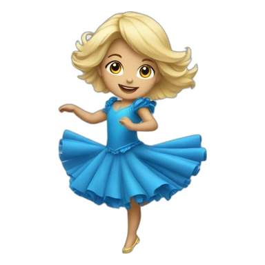 little blonde girl dancing in a blue bird costume sticker