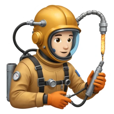 Buceador comercial trabajando, soldando una estructura metalica bajo agua soldandooooo sticker