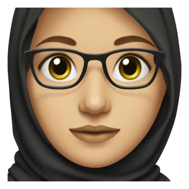 White pretty girl with green eyes, wearing glasses wearing black hijab sticker