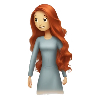 A robot vacuum and a long haired redhead lady being best friends sticker