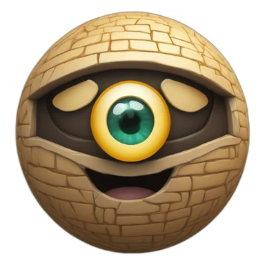 3d sphere with a cartoon Hoglin skin texture with Eye of Horus sticker