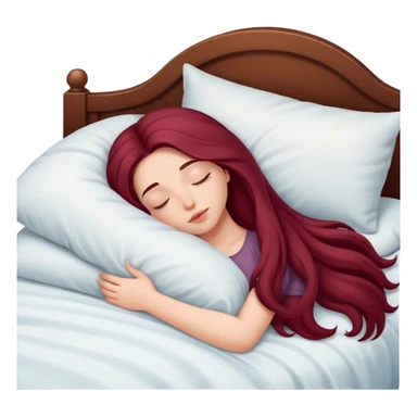 A beautiful, burgundy long haired girl sleeping in bed sticker