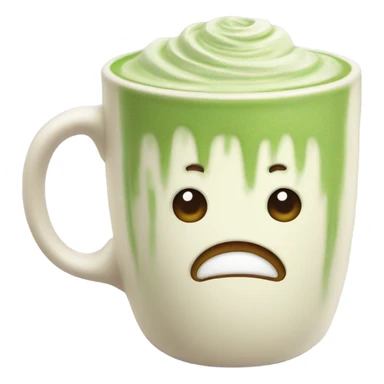 Realistic Matcha latte in pastel mug sticker
