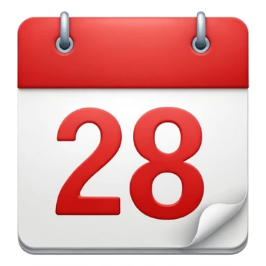 calendar with number 28 red top sticker
