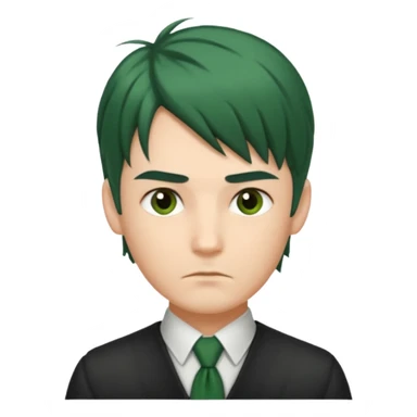 Man with Green Ponytail – dark-green tied hair, calm serious face. sticker