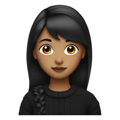 black haired girl with side ponytail and side bangs wearing a black sweater  sticker