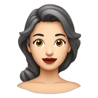 mujer con cara alargada mandibula bien marcada, boca grande, labios anchos, mirada seductora pelo lacio oscuro mirando seria  sticker