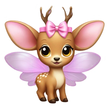 baby deer with fairy wings and a pink bow around its neck  sticker
