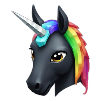 Minecraft Rainbow Black Unicorn Head With Diamond Horn sticker