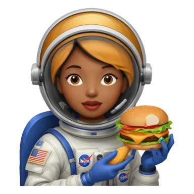 black female wearing nasa suit eating hamburger sticker