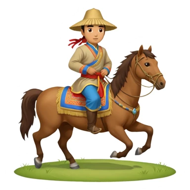mongolian man on horse full body sticker
