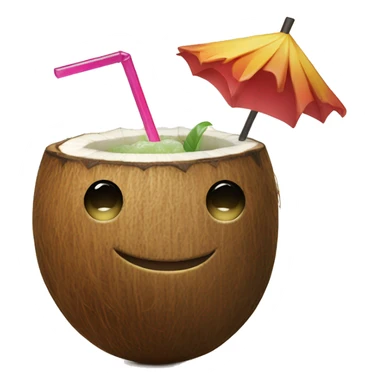 Coconut smiling and hold a cocktail  sticker