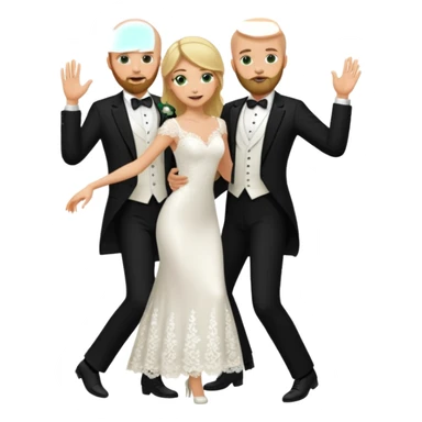 blonde haired green eyed bride and bald beared groom dancing sticker