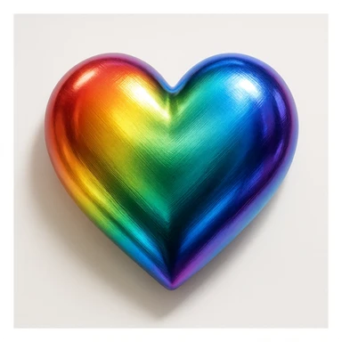 heart with a metallic rainbow finish, digital illustration sticker