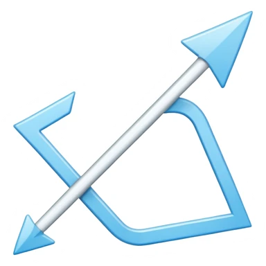 Extremely simplistic white arrow with light blue outline pointing. make the point only on one side sticker