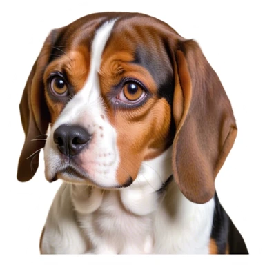 Cinematic Meme-Worthy Grumpy Tri-Color Beagle Portrait Emoji, Head held high but eyes filled with dramatic disappointment, showcasing a smooth tri-color coat of white, brown, and black, deeply furrowed brow forming an unmistakable scowl, floppy ears slightly angled back in disapproval, piercing hazel eyes glaring with pure exasperation, Simplified yet hilariously over-exaggerated features, highly detailed, glowing with an aura of supreme annoyance, high shine, exhausted yet judgmental, stylized with an almost regal pettiness, bright but brooding, soft glowing outline, capturing the essence of a companion that has seen it all and is thoroughly unimpressed, so meme-worthy it feels like it could instantly become the next viral sensation of grumpiness! sticker