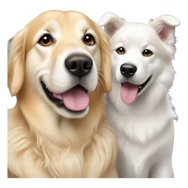 Golden retriever with husky white dog sticker