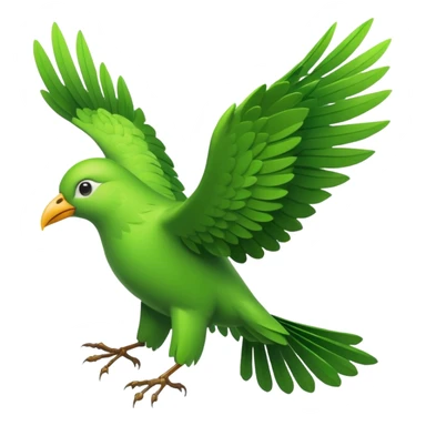 Green Bird flying with big wings made of leaves and branches  sticker