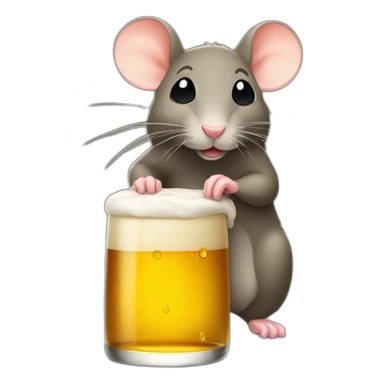une souris buvant une bière sticker