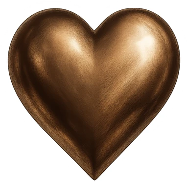 heart with a metallic bronze finish, digital illustration sticker