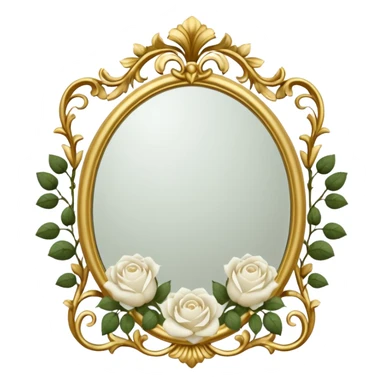 light academia mirror and white roses sticker