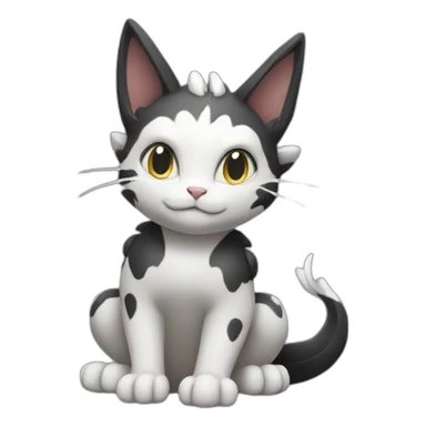 Sitting-Black-and-White-cat-dragon-type-pokemon sticker