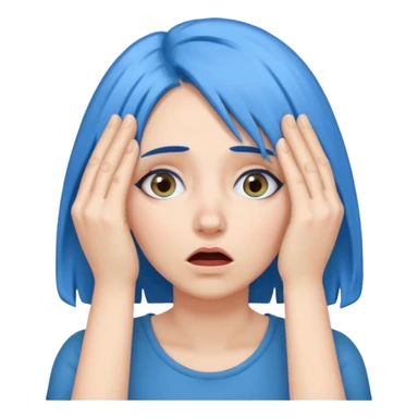 Woman with blue hair with hands over her eyes in shock sticker