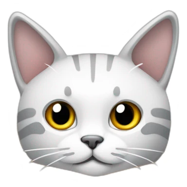 Gato blanco y gris con orejas puntiagudas asomando cabeza desde caja de carton sticker