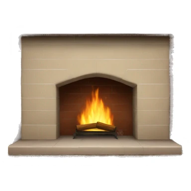 Beige and brick fireplace realistic sticker