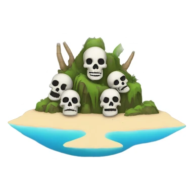 an island made out of skeleton heads sticker