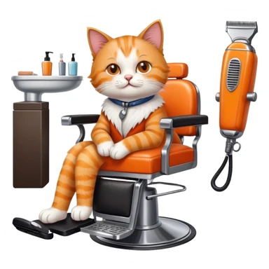 Cat in barbershop sticker