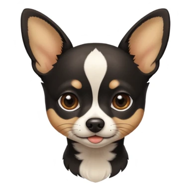 Very Dark black Chihuahua with white markings On the neck sticker