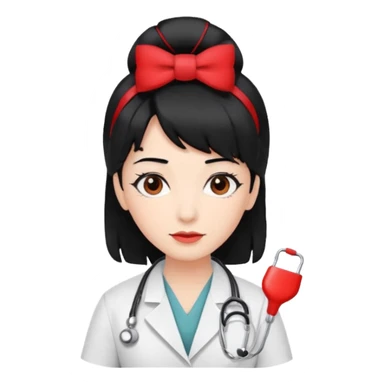doctor with black hair and red hairclips  sticker