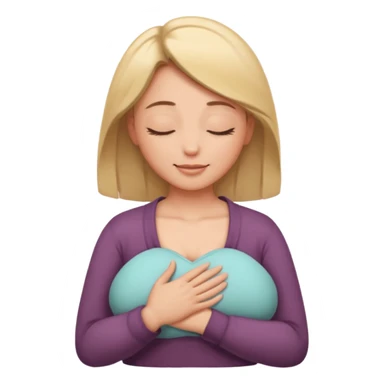 Elini göğsine koyup rahatlayan huzurlu kadın sticker