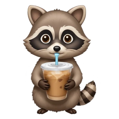 Raccoon with iced coffee sticker