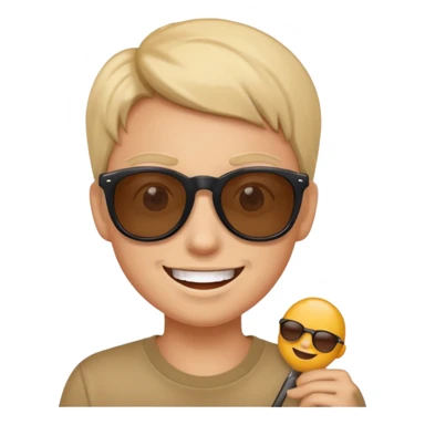 Naughty looking smile with sunglass  I mean  this kind of smile "😊" sticker