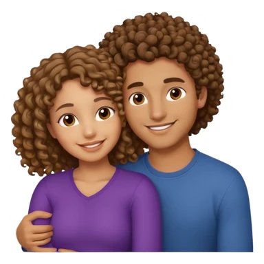 cuddling couple lightskinned male, brownskin girl with curly hair sticker