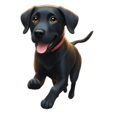 A black Labrador is running and the sun is shining brightly behind him sticker