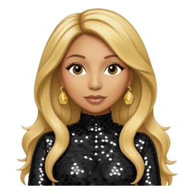 Tamar Braxton with long golden blonde hair, black sequin outfit sticker