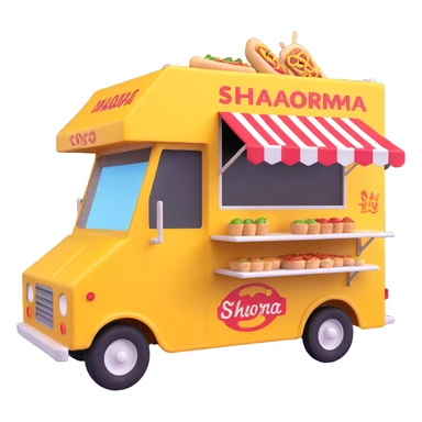 generate me a 3D shaorma food truck sticker